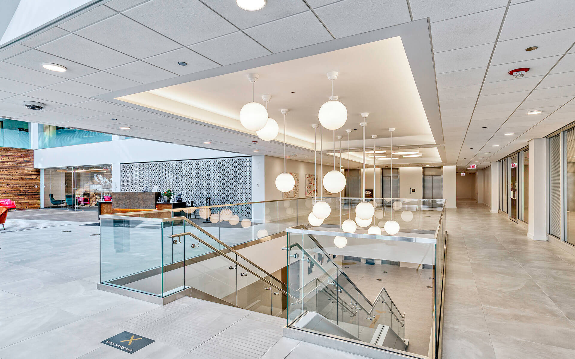 Staircase with modern lighting at President's plaza